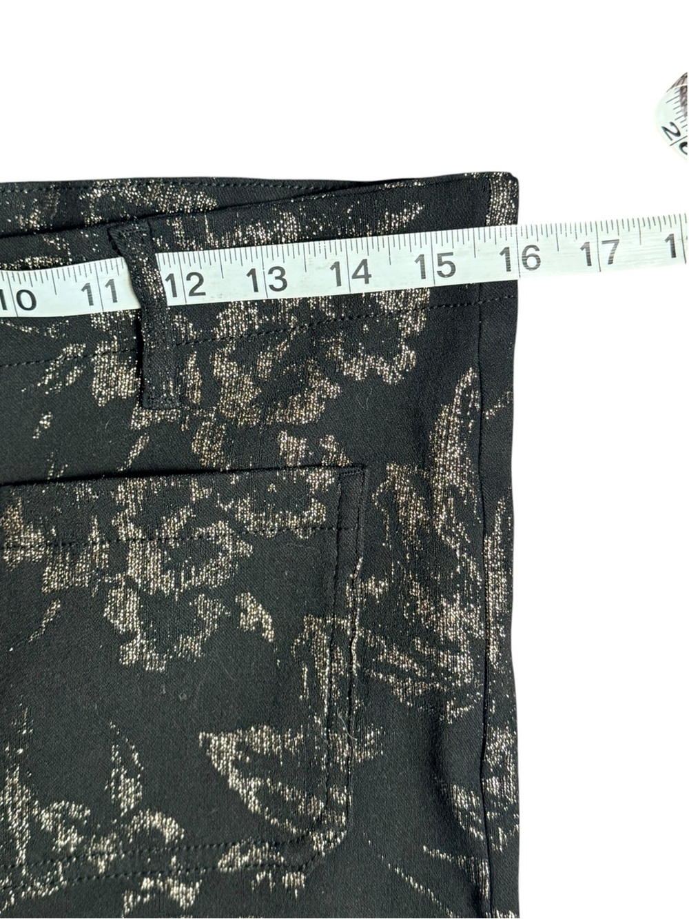 Jules & Leopold Metallic Floral Wide Leg Pants Black Gold Roses L - Picture 6 of 13